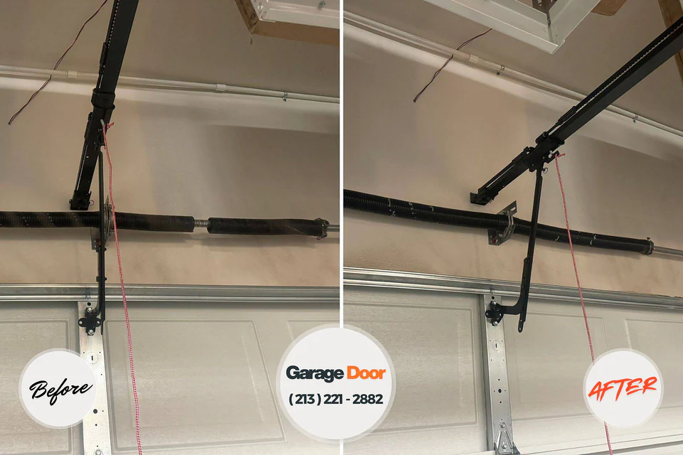 Before and after: garage door repair Millis-Clicquot, MA